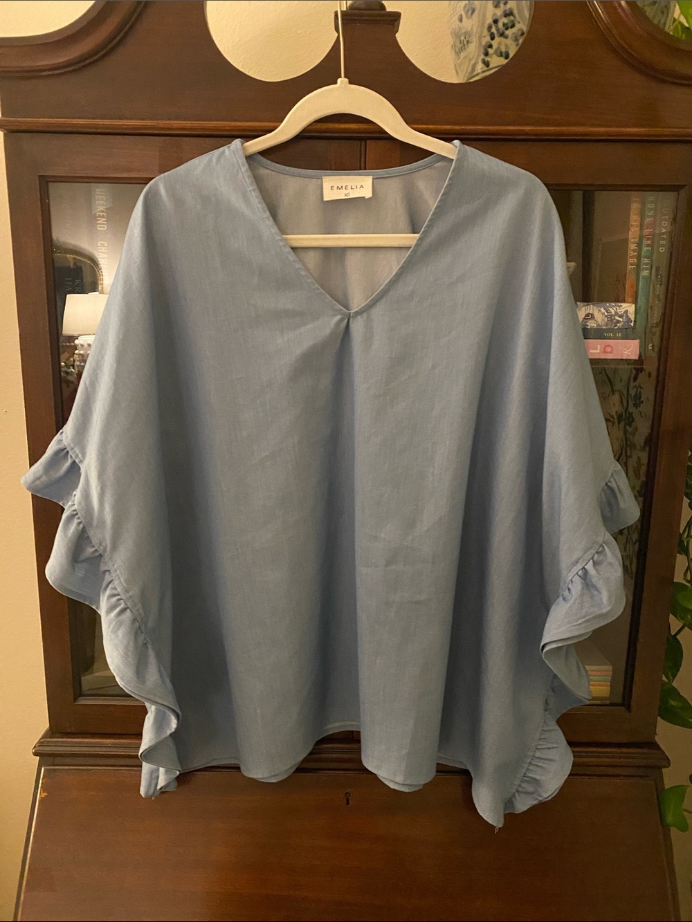 Chambray Ruffle Blouse